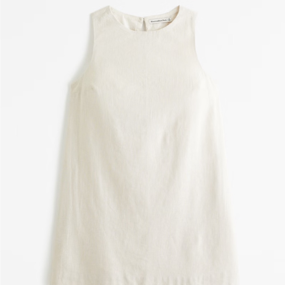 Abercrombie High-Neck Linen-Blend Mini Dress L Tall